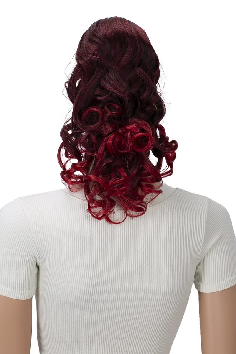 CAISHA 2 IN 1 Ponytail 12" Or 14" Hairpiece Clip On Extension Voluminous Wavy Red Mix H16-2 - Image 2